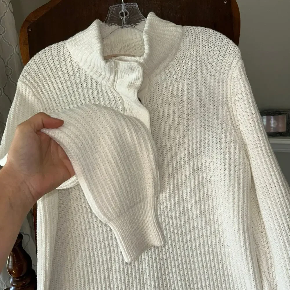 Soft surroundings white knit Highland Tunic Sweater medium 2BV93